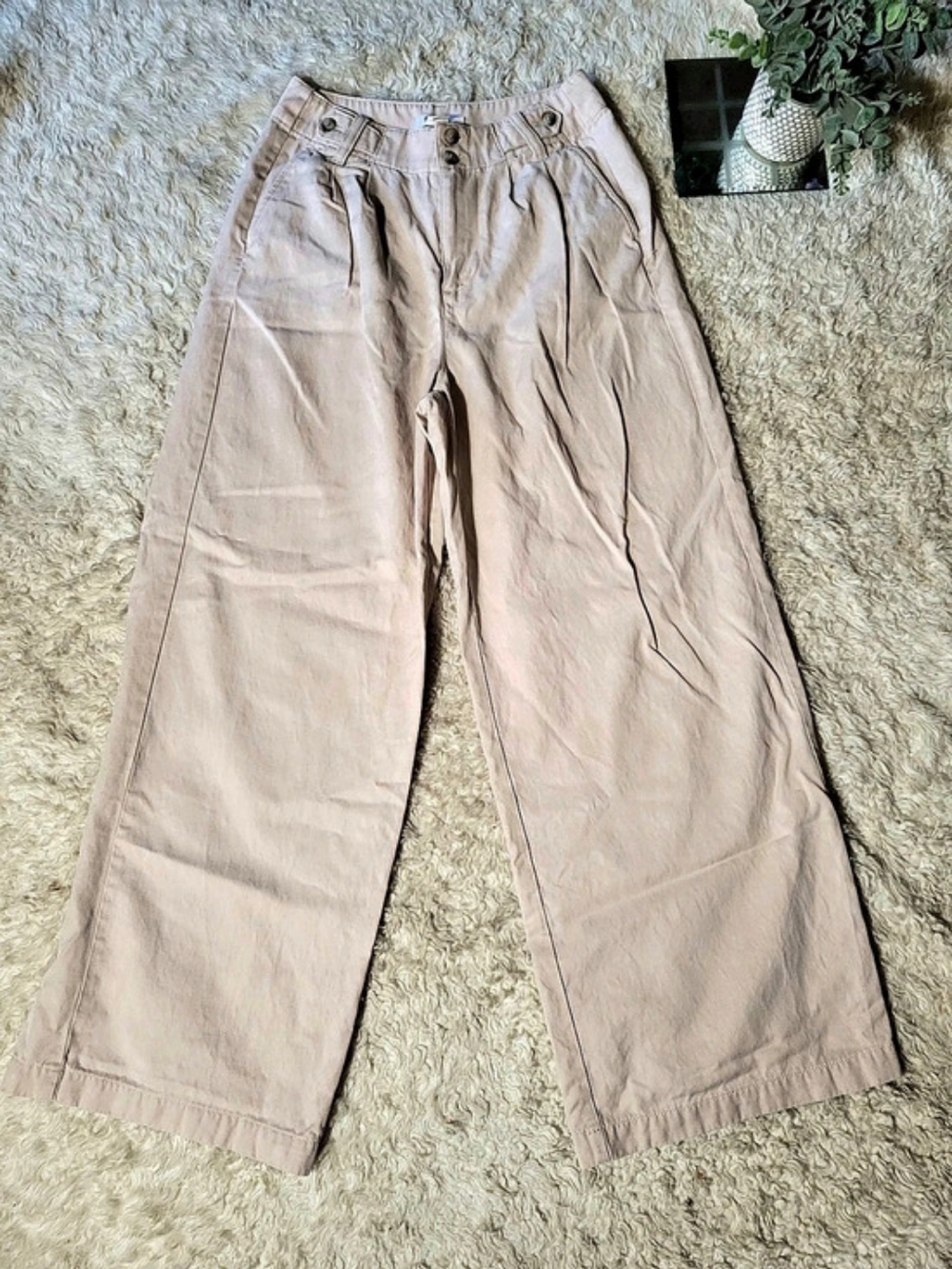 Madewell The Harlow Wide-Leg Pants in Light Beige /Sand, Size 00P